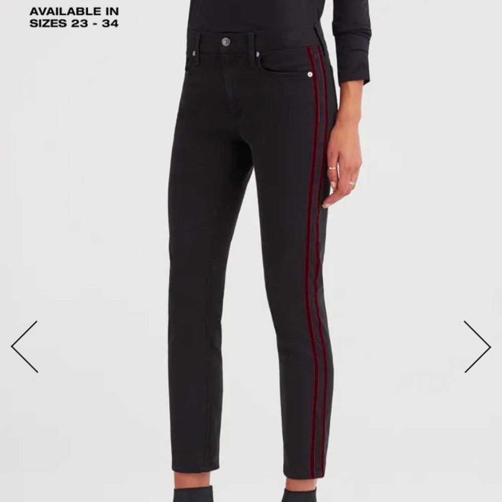 7 for all mankind black jeans with velvet strips